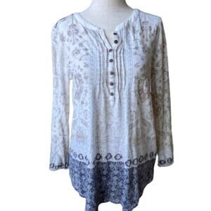 Lucky Brand 3/4 Sleeve Boho Top Sz S